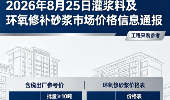海林2026年8月25日灌浆料及环氧修补砂浆市场价格信息通报